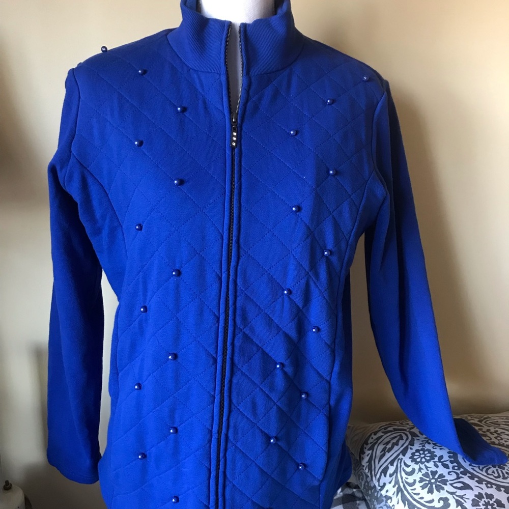 Quacker Factory light quilted royal blue jacket